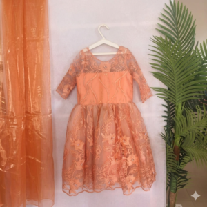Peach Floral Lace Kids' Dress (ages 7-9)