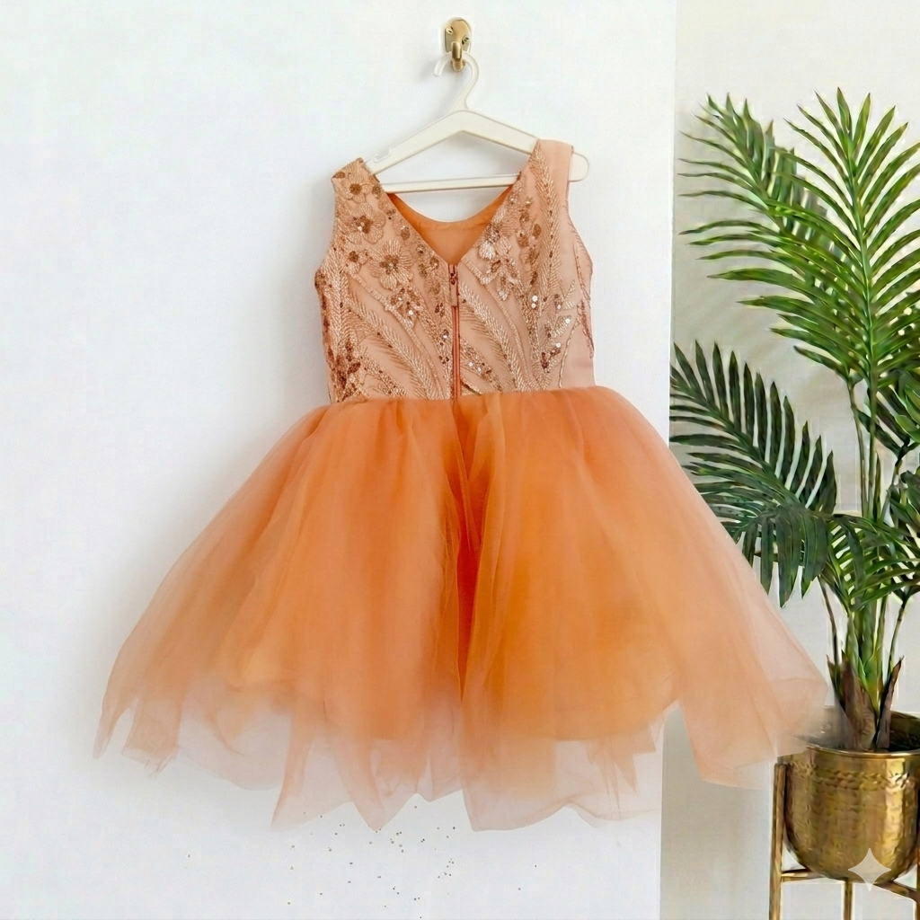 Rose Gold Sequined Kids' Tulle Dress (ages 4-5)