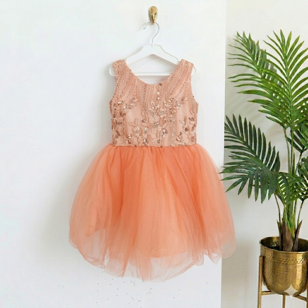 Rose Gold Sequined Kids' Tulle Dress (ages 4-5)