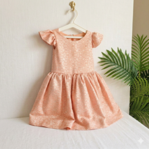 Elegant Pastel Peach Brocade Kids' Dress (4yrs)