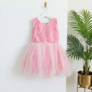 Bubblegum Pink Embroidered Kids' Tulle Dress (ages 3-4)
