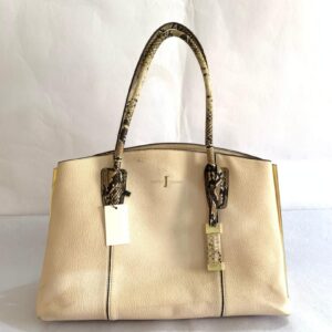 Elegant Crocodile-Embossed Vegan Leather Tote – Cream