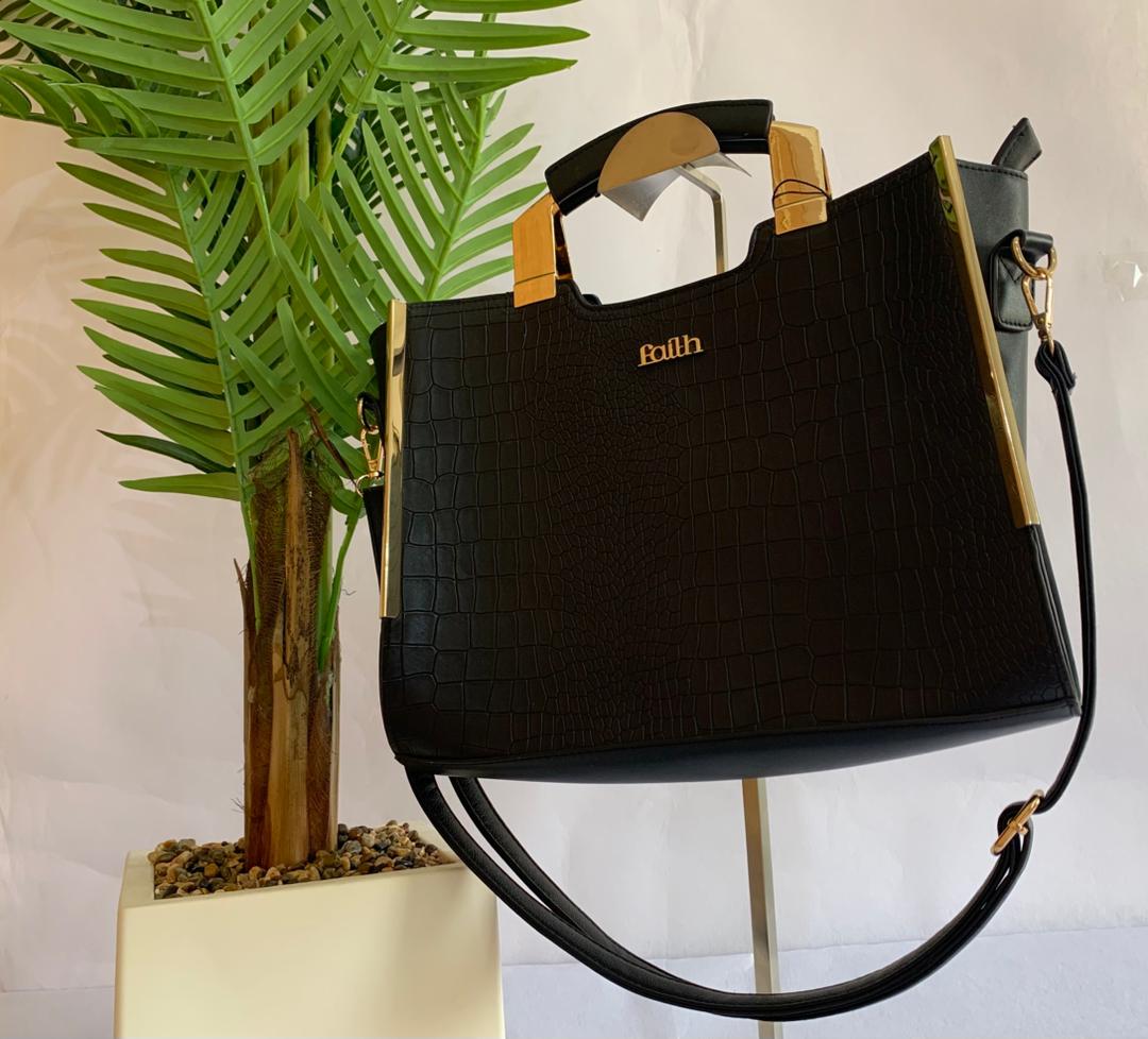 Faith Signature Crocodile-Embossed Structured Satchel