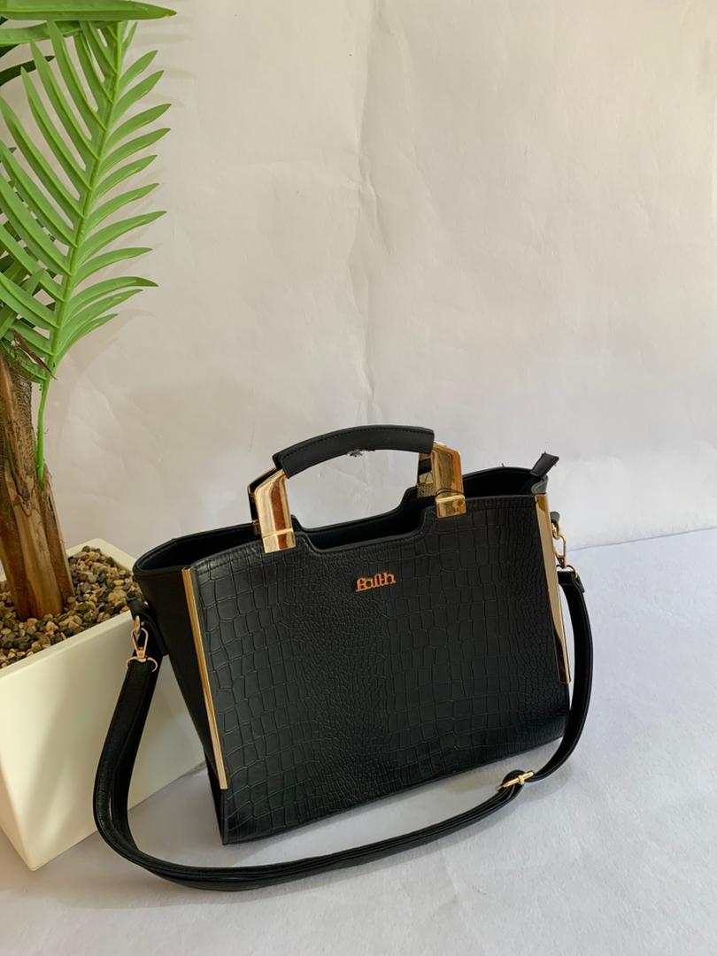 Faith Signature Crocodile-Embossed Structured Satchel