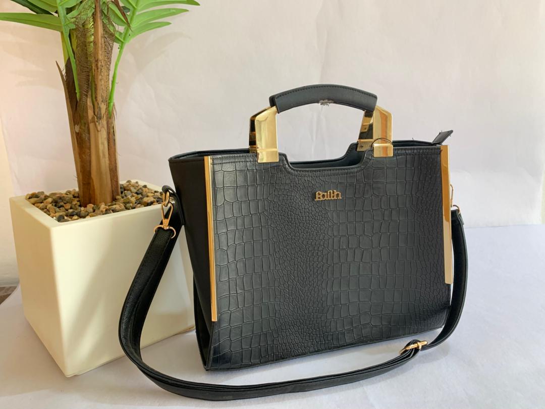 Faith Signature Crocodile-Embossed Structured Satchel