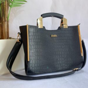 Faith Signature Crocodile-Embossed Structured Satchel