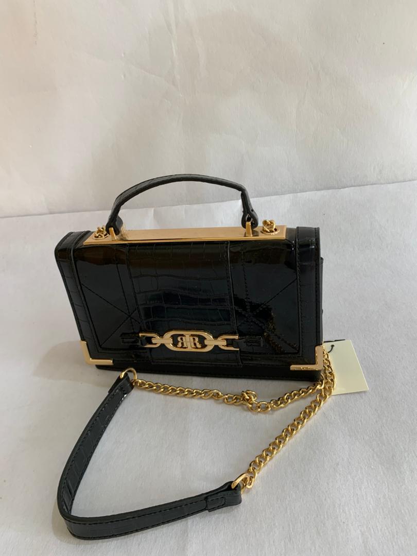 Midnight Onyx Croc-Embossed Top-Handle Bag