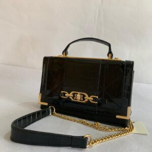 Midnight Onyx Croc-Embossed Top-Handle Bag