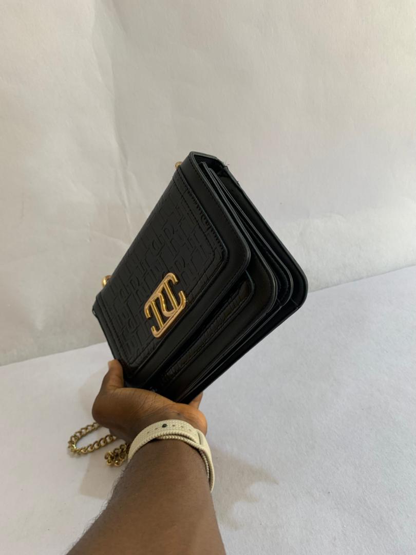 Matte Noir Vertical-Ribbed Chain Flap Bag