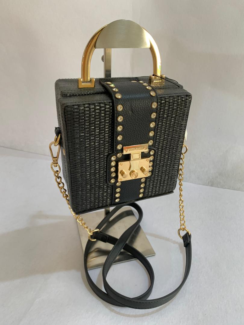 Midnight Woven Studded Trunk Bag