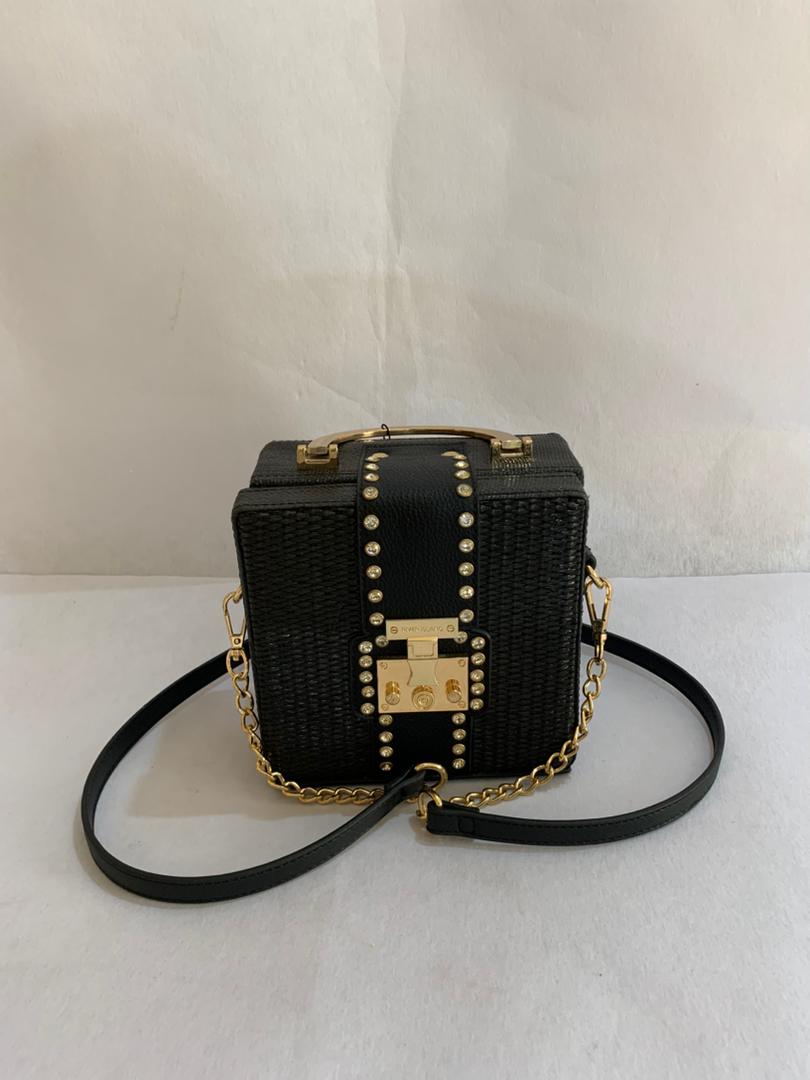 Midnight Woven Studded Trunk Bag