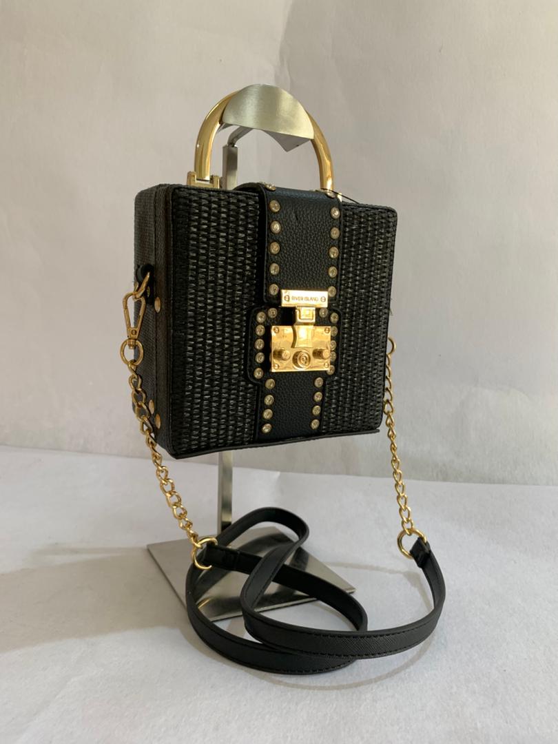 Midnight Woven Studded Trunk Bag