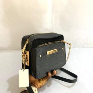 River Island Croc-Effect Multi-Zip Camera Bag