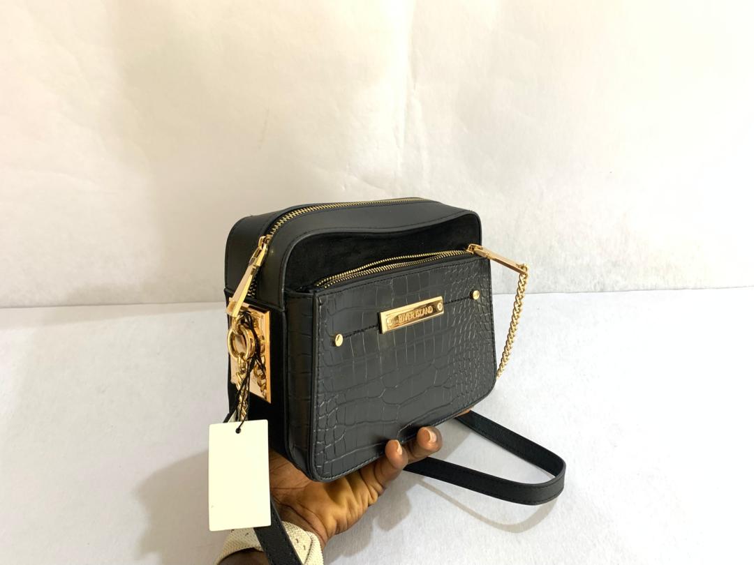 River Island Croc-Effect Multi-Zip Camera Bag