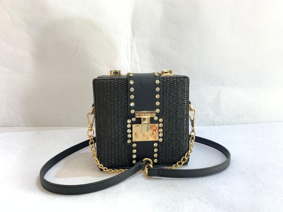 Midnight Woven Studded Trunk Bag
