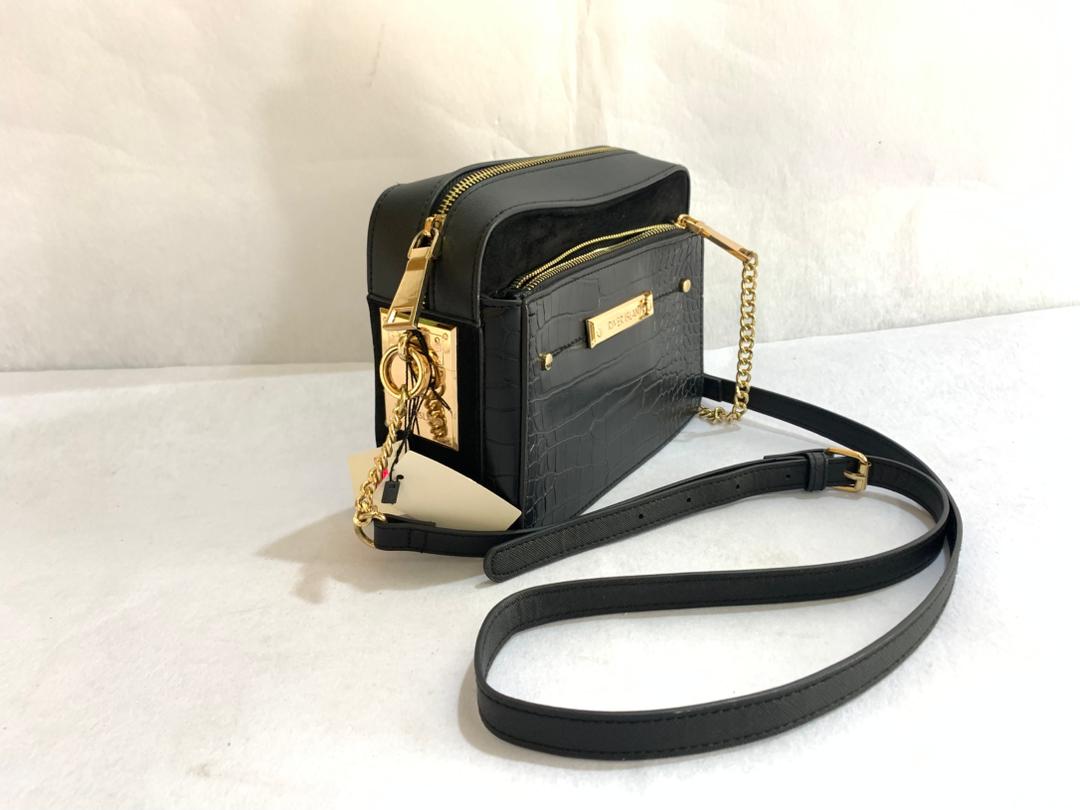 River Island Croc-Effect Multi-Zip Camera Bag