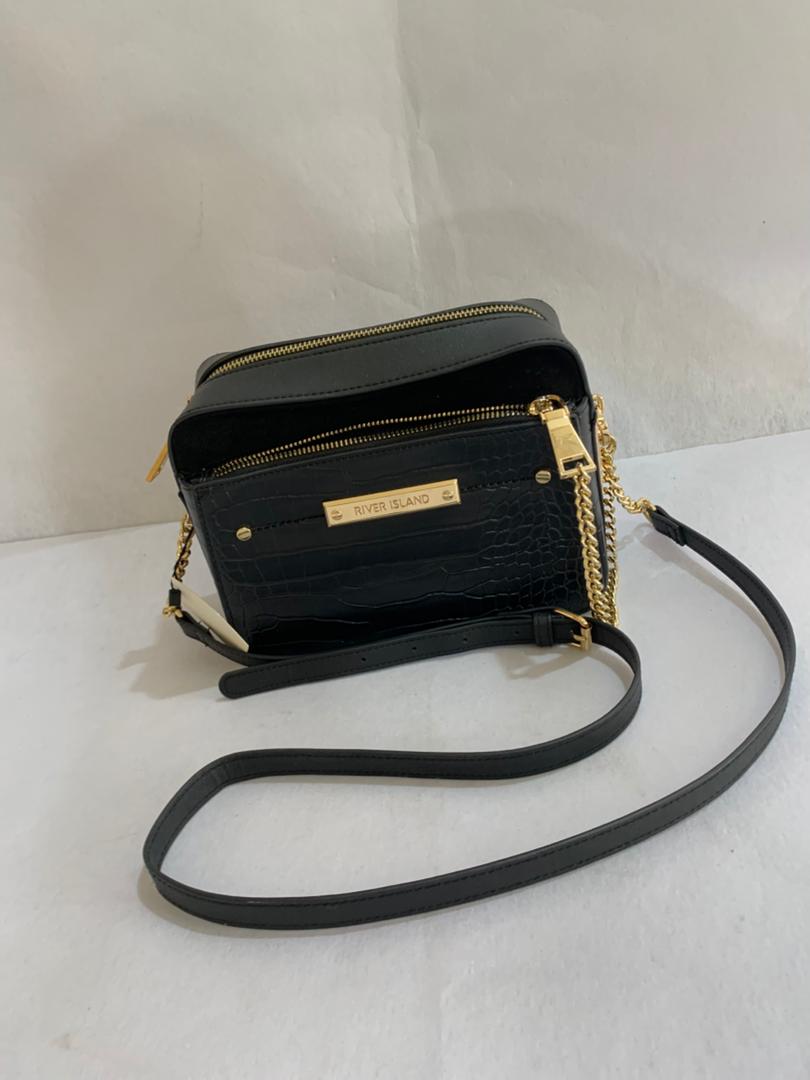 River Island Croc-Effect Multi-Zip Camera Bag
