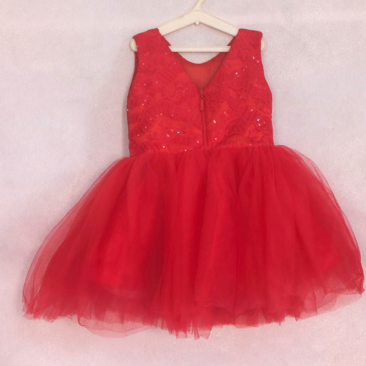 Scarlet Red Sequined Kids' Tulle Dress (ages 4-5)