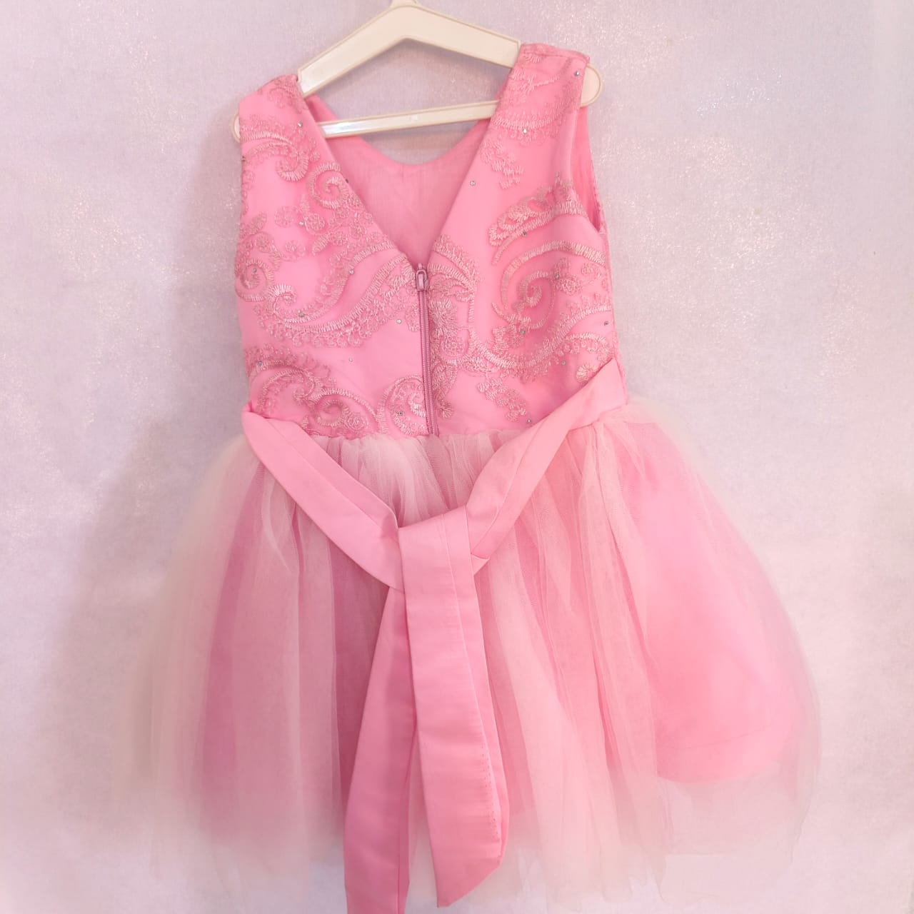 Bubblegum Pink Embroidered Kids' Tulle Dress (ages 3-4)