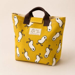 "Lady Girl" Quirky Duck Print Insulated Lunch Tote