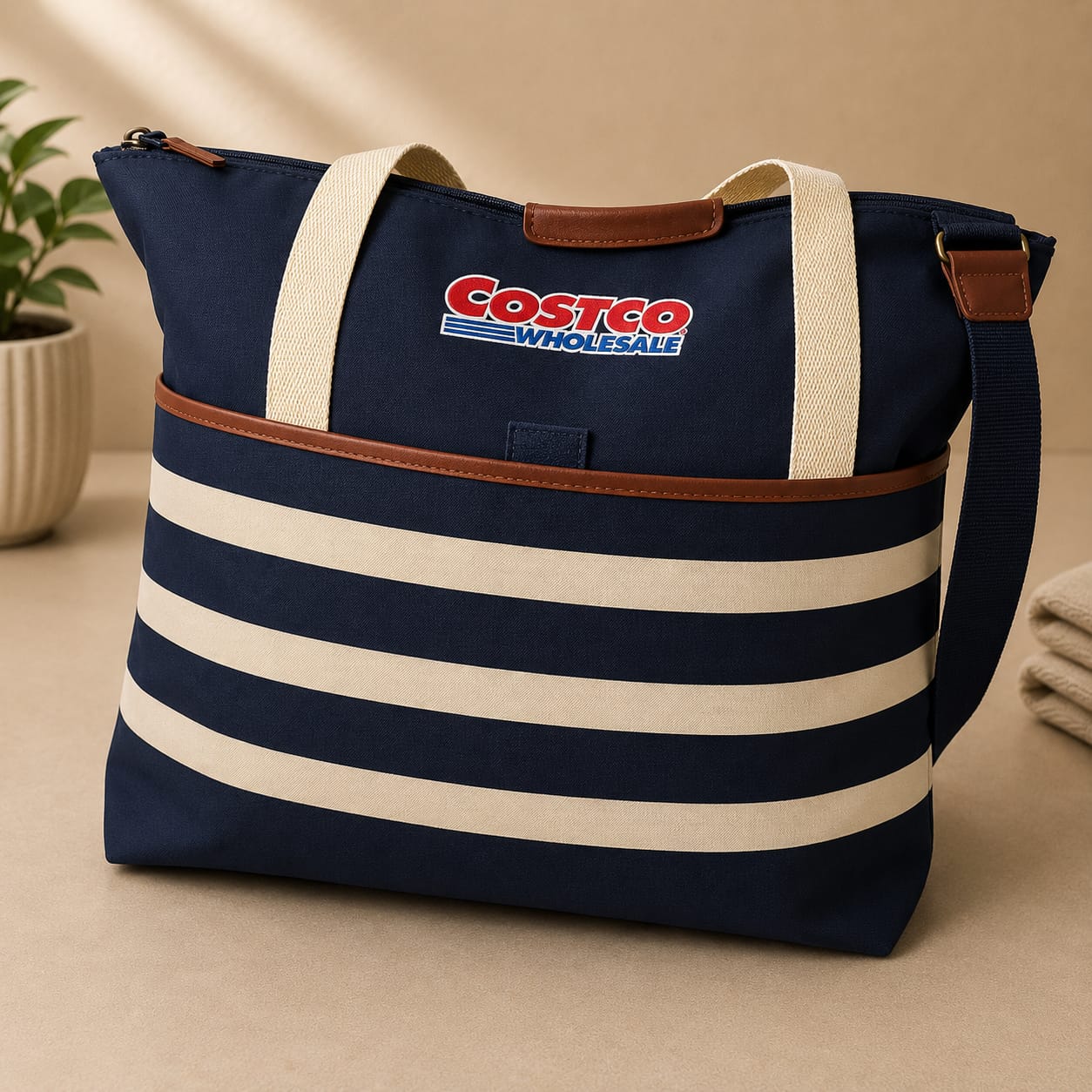 Costco Wholesale Nautical Stripe Extra-Large Insulated Tote Bag