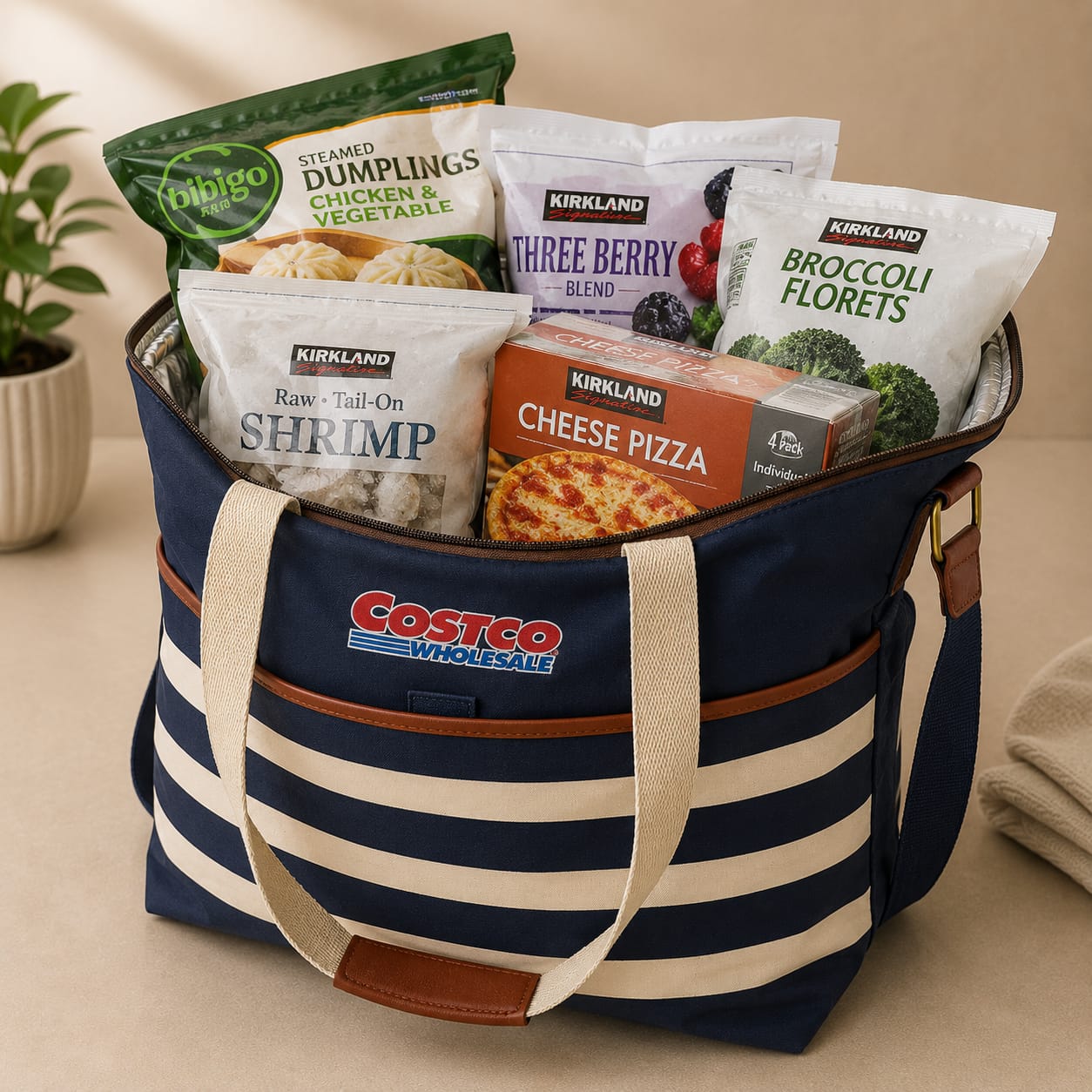 Costco Wholesale Nautical Stripe Extra-Large Insulated Tote Bag