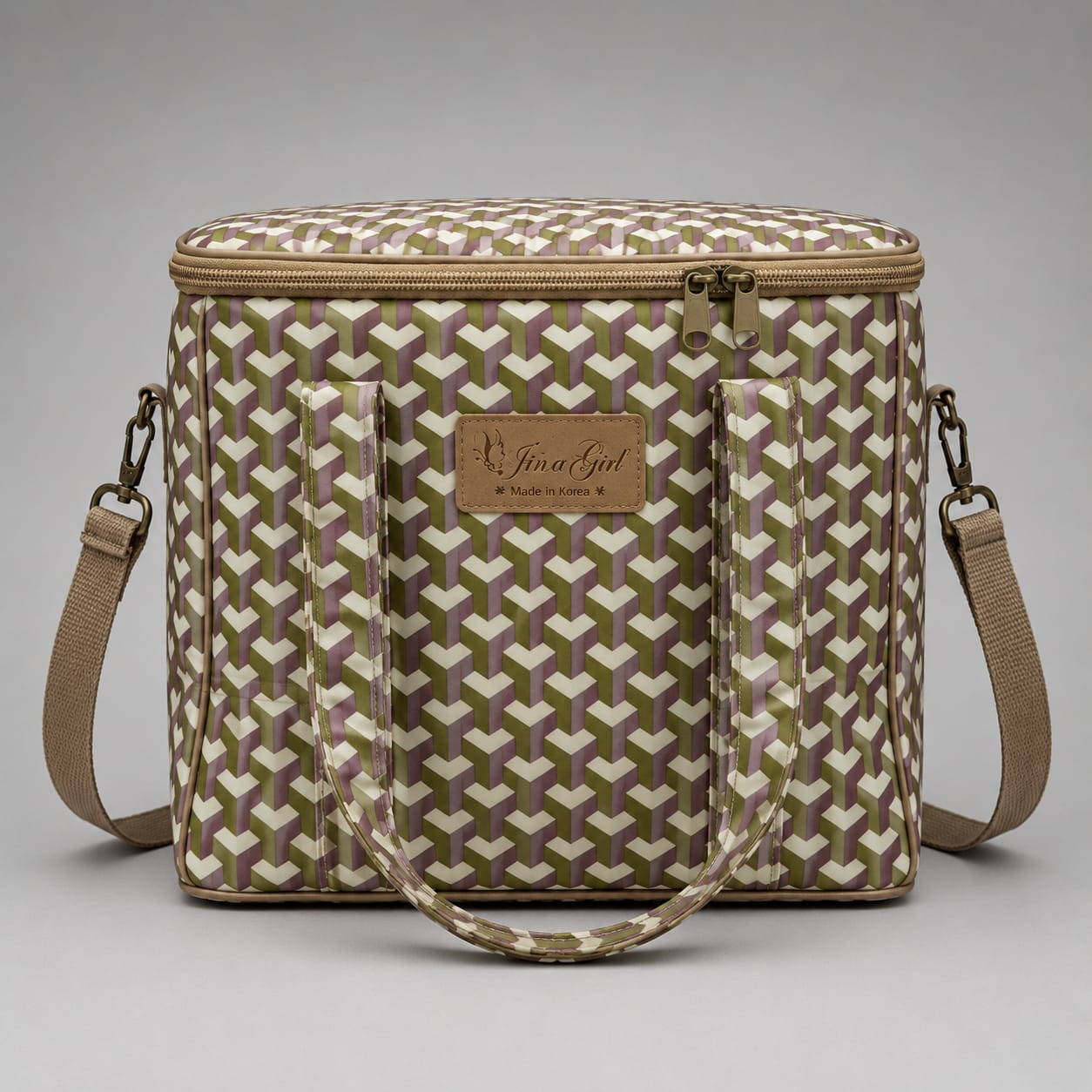 Jina Girl "Retro Geo" High-Capacity Insulated Picnic & Lunch Cooler