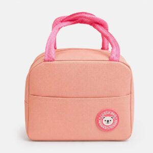 Pastel Peach "LIVLWANB Bear" Insulated Everyday Lunch Tote