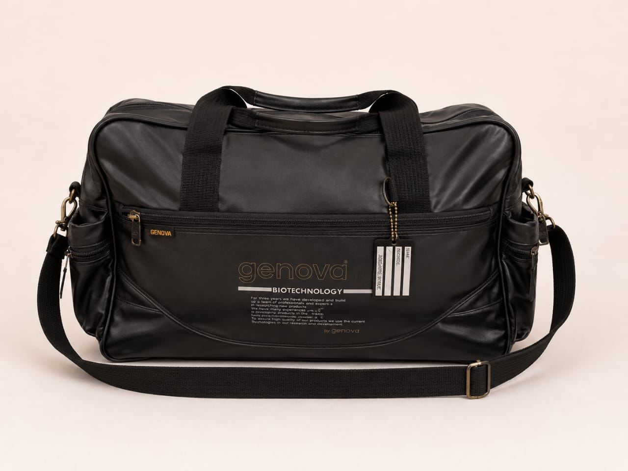 GENOVA Sleek Matte Black Travel Duffle Bag