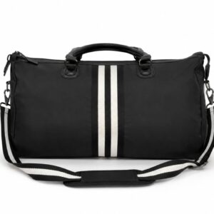 Urban Athleisure Black & White Striped Duffle Bag