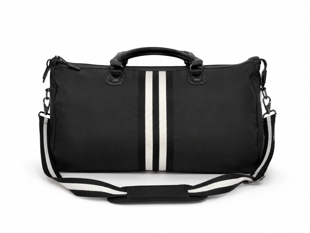 Urban Athleisure Black & White Striped Duffle Bag